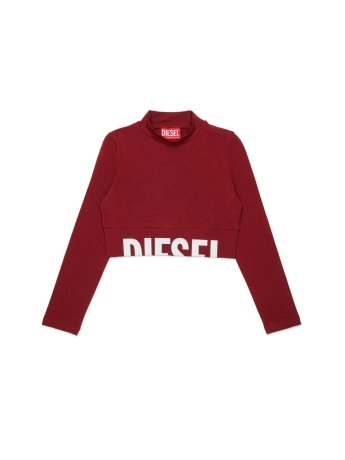 Diesel t-shirt kids/junior cropped a maniche lunghe bordeaux con logo