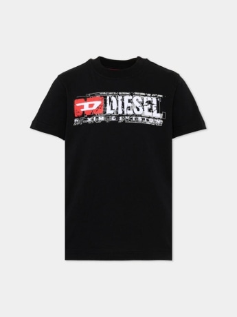 Diesel t-shirt kids/junior in cotone nero con logo