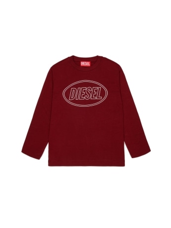 Diesel t-shirt kids/junior manica lunga in cotone bordeaux  con oval d logo