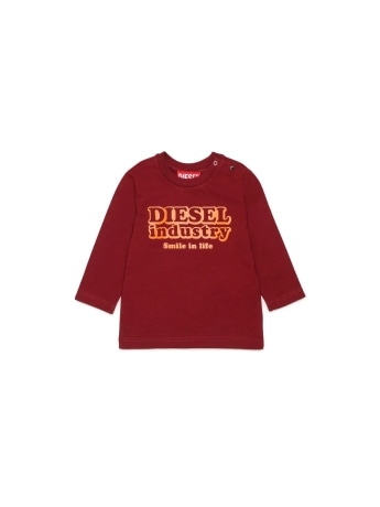 Diesel t-shirt infant in cotone bordeaux con logo industry