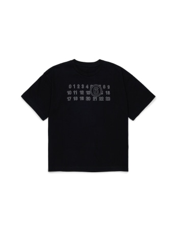 Mm6 Maison Margiela t-shirt junior in cotone nero  con logo