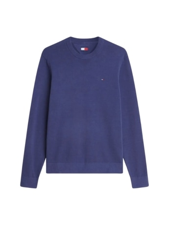 Tommy Hilfiger maglia girocollo uomo in cotone azzurro con logo