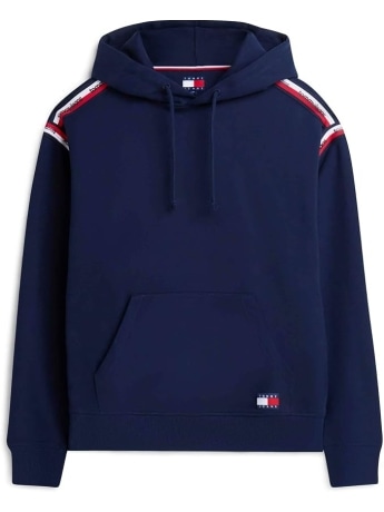 Tommy Hilfiger felpa con cappuccio uomo blu  con dettagli bianchi e rossi