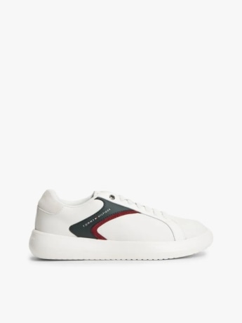 Tommy Hilfiger scarpe uomo in pelle bianche con dettagli rossi e blu scuri
