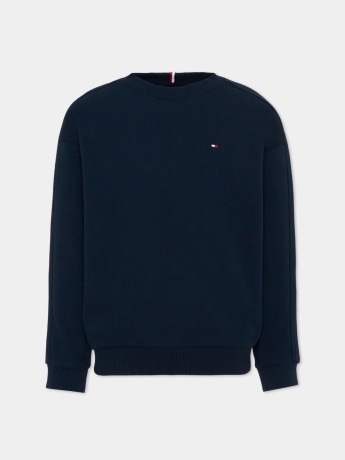 Tommy Hilfiger felpa infant/kids/junior a girocollo blu con maxi lettering sul retro