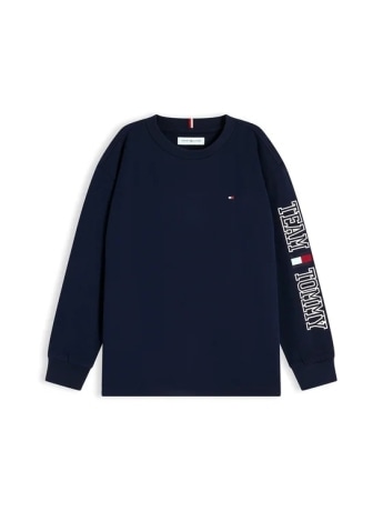 Tommy Hilfiger felpa a girocollo infant/kids/junior blu scuro con logo lettering su manica