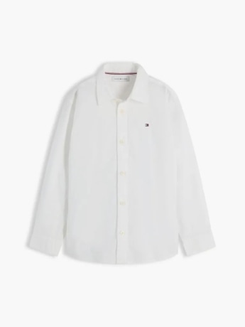 Tommy Hilfiger camicia infant/kids/junior in cotone bianco con logo bandiera ricamato