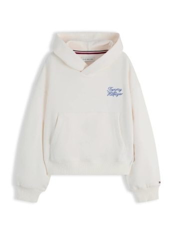 Tommy Hilfiger felpa  kids/junior bianca in misto cotone con logo lettering ricamato