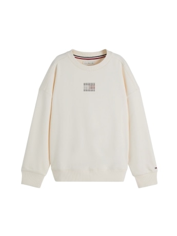Tommy Hilfiger felpa infant/kids a girocollo color panna con logo in strass