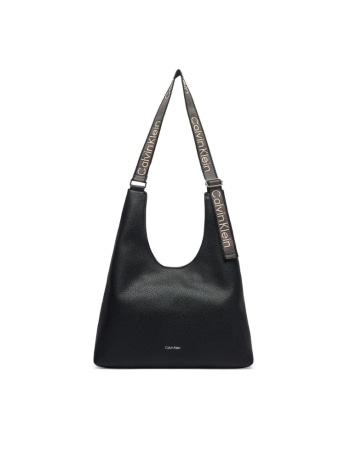 Calvin Klein borsa a spalla in ecopelle nera con manico logato