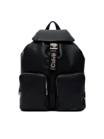 Calvin Klein zaino donna in ecopelle nera con logo e due tasche frontali
