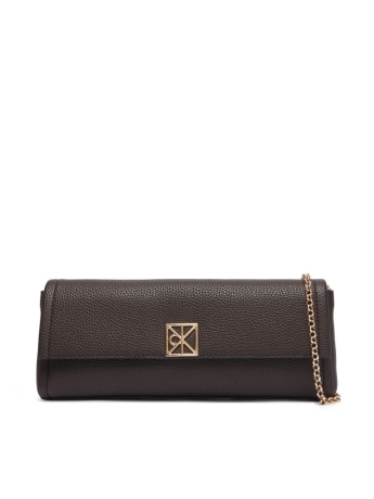 Calvin Klein borsa clutch in ecopelle martellata marrone con tracolla