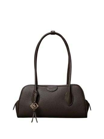 Calvin Klein borsa a spalla in ecopelle martellata marrone con doppi manici