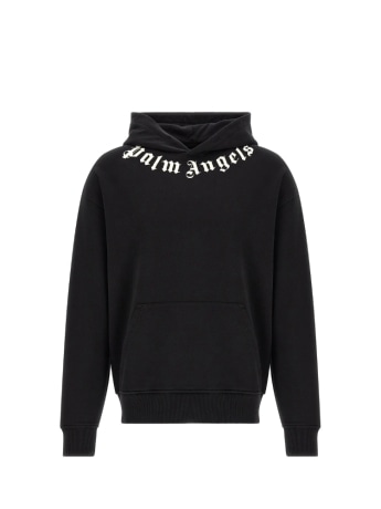 Palm Angels felpa con cappuccio uomo in cotone nero con logo sul collo
