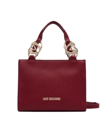 Moschino borsa in ecopelle bordeaux con logo in metallo