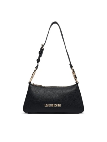 Moschino borsetta a spalla in ecopelle nera con logo