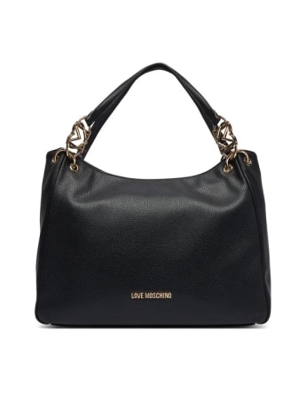 Moschino borsa a mano in ecopelle nera con logo