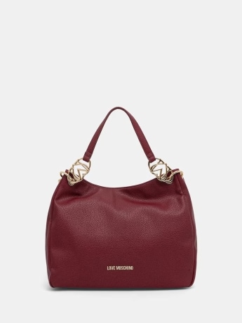 Moschino borsa a mano in ecopelle bordeaux con logo