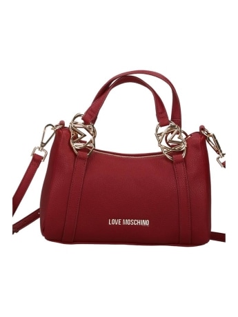 Moschino borsa a mano con tracolla in ecopelle bordeaux con logo