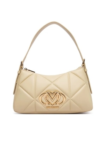 Moschino borsa a spalla embossed in ecopelle burro