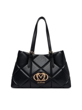 Moschino borsa a mano embossed  in ecopelle nera