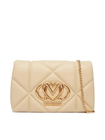 Moschino borsa a tracolla embossed in ecopelle burro