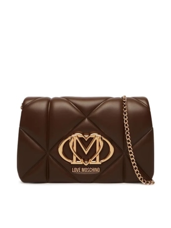 Moschino borsa a tracolla embossed in ecopelle marrone