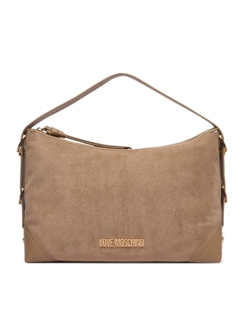 Moschino borsa a spalla effetto suede sabbia