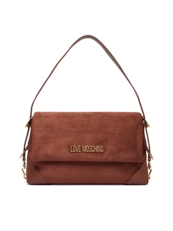 Moschino borsa a spalla effetto suede cuoio con clip magnetica