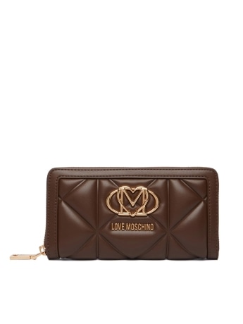 Moschino portafoglio donna in ecopelle marrone con motivo in rilievo e dettagli dorati