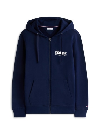 Tommy Hilfiger felpa uomo con logo lettering in stampa gommata a contrasto blu navy
