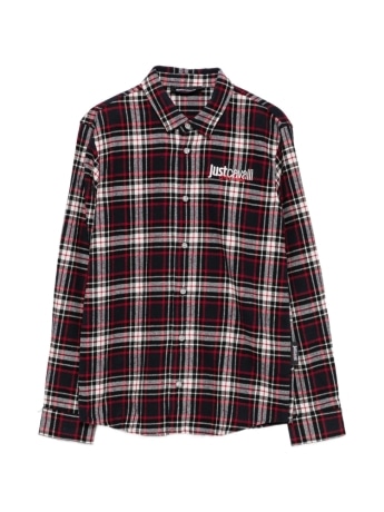 Just Cavalli camicia kids/junior a quadri rossa con logo