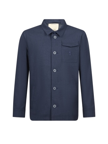 Trussardi camicia kids/junior blu con logo levriero ricamato
