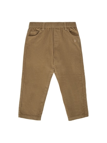 Trussardi pantaloni infant/kids in velluto cammello con logo ricamato