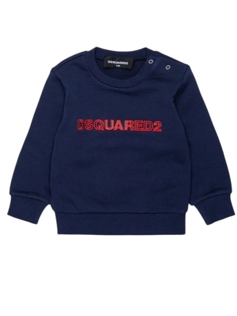 Dsquared felpa girocollo infant/kids  blu con logo lettering a contrasto
