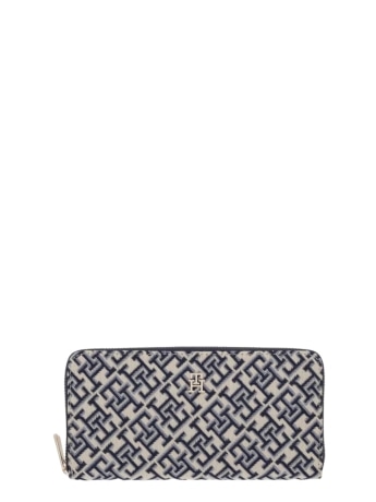 Tommy Hilfiger portafoglio donna  jacquard  blu  scuro con placca logo all over