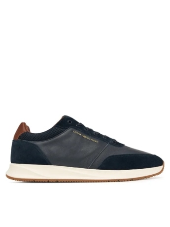Tommy Hilfiger sneakers uomo in pelle scamosciata blu scuro con logo lettering laterale