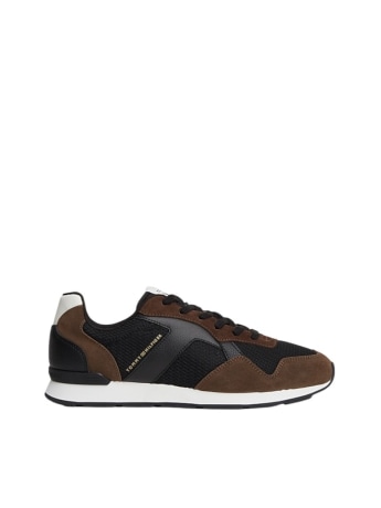 Tommy Hilfiger scarpe uomo core mix runner marrone con dettagli neri