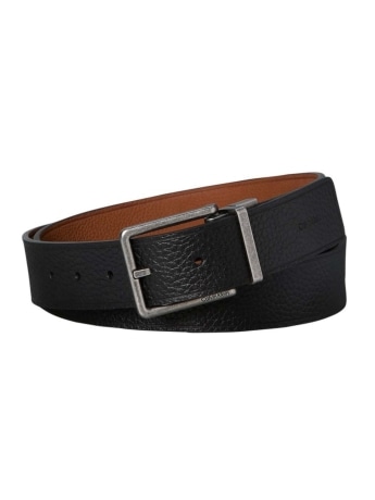 Calvin Klein cintura in pelle uomo nero/marrone scuro con micro logo