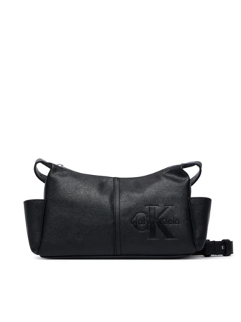 Calvin Klein borsa a spalla donna pockets monologo nero con tracolla