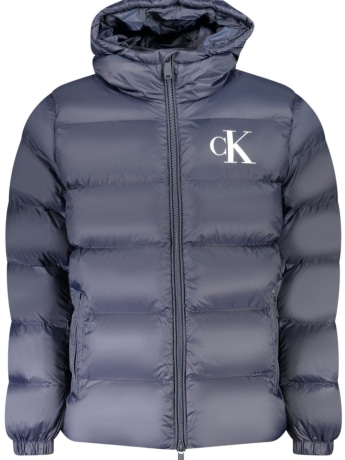 Calvin Klein giubbotto trapuntato invernale con cappuccio uomo blu scuro con logo