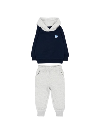 North Sails set infant/kids felpa blu con cappuccio e pantalone grigio con logo
