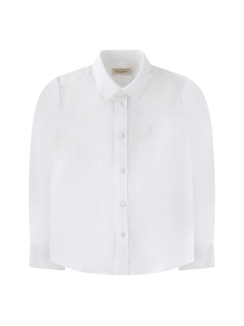 Trussardi camicia infant/kids arvalon in popeline di cotone bianco con ricamo levriero