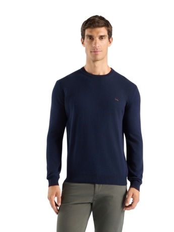 Harmont&blaine maglia uomo in misto lana blu con logo
