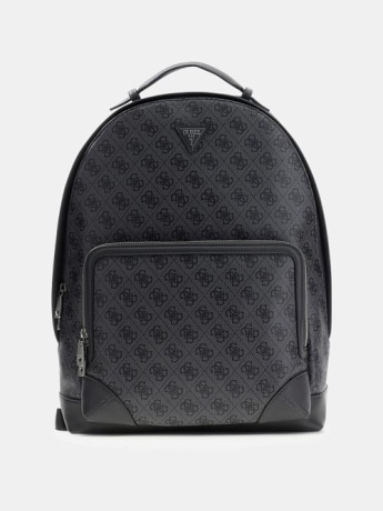 Guess zaino uomo milano in ecopelle nera con logo all over