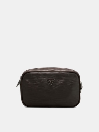 Guess borsa uomo a tracolla con polsiera in ecopelle marrone
