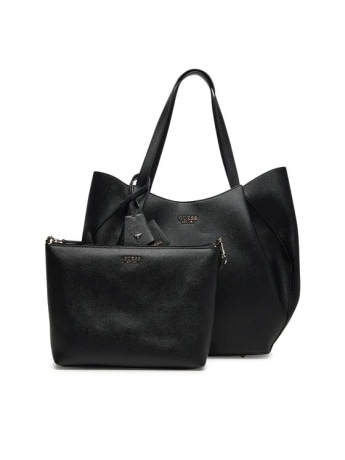Guess borsa donna amorette 2 in 1 tote in ecopelle nera con logo