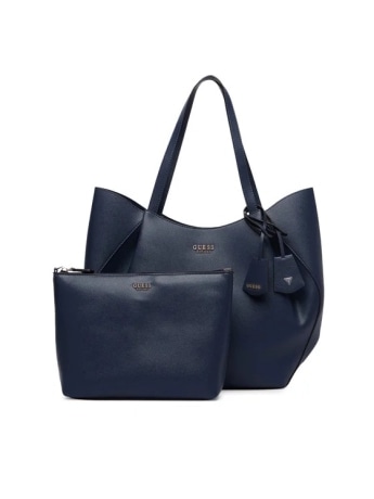 Guess borsa donna amorette 2 in 1 tote in ecopelle blu con logo