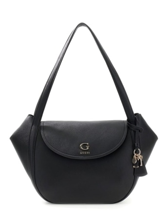 Guess borsa a tracolla coleen con patta in ecopelle nera con logo