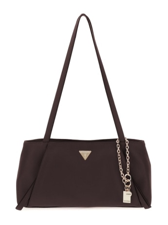 Guess borsa a tracolla donna  devon in ecopelle marrone con logo